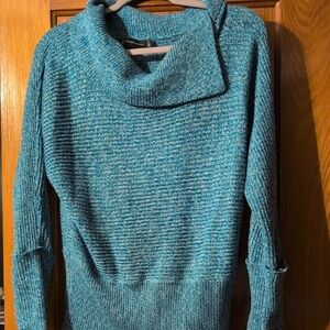 Elegant Teal Cowl Neck Sweater